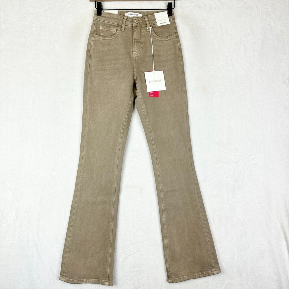 Vervet Lovervet High Rise Boot Cut Tummy Control Jeans Size 24/0 NWT Khaki